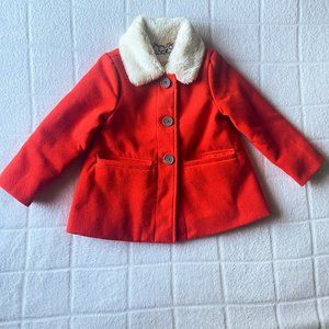 Cat & Jack Toddler Red Winter Coat with fur collar and floral lining, 3T